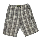 Alvin Josef Checked Cargo Shorts - 28W UK 10 Grey Cotton