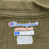 Champion Long Sleeve T-Shirt - Large Green Cotton