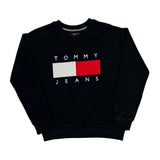 Tommy Jeans Spellout Sweatshirt - Small Black Cotton