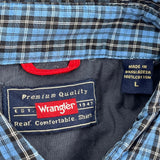 Wrangler Checked Shirt - Large Blue Cotton