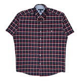 Tommy Hilfiger Checked Short Sleeve Shirt - XL Navy Cotton