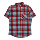 Levis Checked Short Sleeve Shirt - Small Blue Cotton