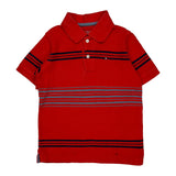 Age 4-5 Tommy Hilfiger Striped Polo Shirt - XS Red Cotton
