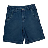 Skull Print Fubu Graphic Denim Shorts - 32W 10L Blue Denim