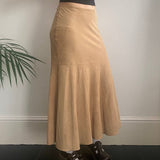 Monica Magni Midi Skirt - 29W UK 10 Beige Suede