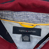 Tommy Hilfiger Striped Polo Shirt - Medium Burgundy Cotton