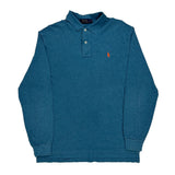 Polo By Ralph Lauren Long Sleeve Polo Shirt - Large Blue Cotton