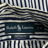 Ralph Lauren Striped Shirt - Medium Navy Cotton