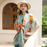 Anyyou 100% Mulberry Silk Long Scarf for Women – Pastel Blue Luxury Beach Shawl, Swimwear Cover Up, Pashmina Style Foulard & Face Shield