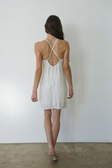 Isla Beaded Mini Dress in Cloud