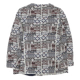 ZARA BASIC Womens Blue Brown White Cotton Blend Jacket L Patchwork Zip Patterned