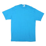 HANES Mens Blue L Cotton Blend T-Shirt Short Sleeve Crew Neck Plain Casual