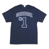 GILDAN Mens Blue Grandpa #1 Graphic T-Shirt L Short Sleeve Crew Neck Casual