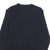 CALVIN KLEIN Mens Navy Plain V-Neck Basic Knit Jumper M Wool Classic Soft