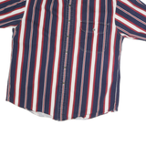 LANDS END Mens Blue & Red Striped Cotton Shirt M Button Down Casual Summer