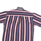 LANDS END Mens Blue & Red Striped Cotton Shirt M Button Down Casual Summer