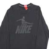 NIKE Mens Black Logo Crew Neck L Sweatshirt Cotton Blend Comfortable Casual