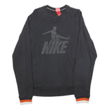 NIKE Mens Black Logo Crew Neck L Sweatshirt Cotton Blend Comfortable Casual
