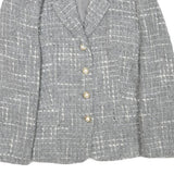 PRESTIGE Womens Grey Wool Blend Button Jacket UK 12 Check Classic Tailored