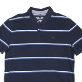 TOMMY HILFIGER Mens Blue & White Striped Short Sleeve Polo Shirt 2XL