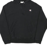 CHAMPION Mens Black Hoodie M Cotton Blend Pullover Sweatshirt With Logo