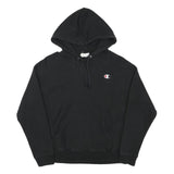 CHAMPION Mens Black Hoodie M Cotton Blend Pullover Sweatshirt With Logo