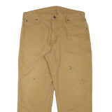 DICKIES Mens Cotton Blend Beige Regular Fit Straight Leg Trousers W36 L29