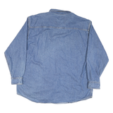 LEE Mens Blue Denim Cotton Blend Shirt XL Embroidered Pocket Casual Classic