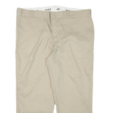 DICKIES Mens Regular Fit Beige Cotton Blend Straight Leg Trousers W42 L28