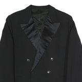 Mens Black Double Breasted Formal Jacket XL Polyester Blend Satin Lapel Button