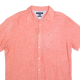 TOMMY HILFIGER Mens Orange Linen Shirt 2XL Casual Button Down Summer