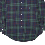 NAUTICA Mens Green & Blue Checked Shirt L Classic Cotton Blend Long Sleeve