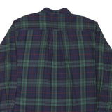NAUTICA Mens Green & Blue Checked Shirt L Classic Cotton Blend Long Sleeve