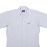 WRANGLER Mens Blue Plain Cotton Blend Shirt M Casual Western Style Button