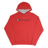 CHAMPION Mens Red Pullover Hoodie M Cotton Blend Classic Logo Casual Wear