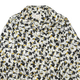 DA-RUE OF CALIFORNIA Womens Black & White Floral Blouse Long Sleeve Collared L