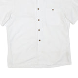 ISLAND SHORES Mens White Cotton Blend Shirt L Relaxed Fit Casual Summer