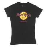 HARD ROCK CAFE Womens Black Louisville Logo Graphic T-Shirt XS Short Sleeve Crew