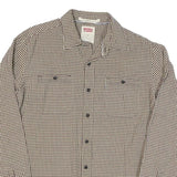 LEVI'S Mens Brown & Cream Checked Cotton Blend Shirt M Casual Long Sleeve Button
