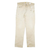 CARHARTT Mens Jeans Beige Regular Relaxed Denim W33 L34 Durable Workwear Zip
