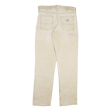 CARHARTT Mens Jeans Beige Regular Relaxed Denim W33 L34 Durable Workwear Zip
