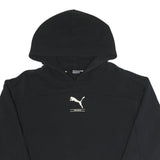 PUMA Womens Black Cropped Hoodie M Cotton Blend Casual Sweatshirt