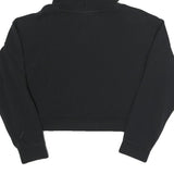 PUMA Womens Black Cropped Hoodie M Cotton Blend Casual Sweatshirt
