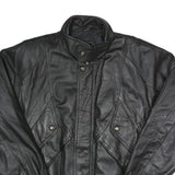 PEERLESS GARMENTS Mens Black Leather Jacket L Zip Long Sleeve Casual