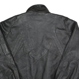PEERLESS GARMENTS Mens Black Leather Jacket L Zip Long Sleeve Casual