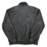 PEERLESS GARMENTS Mens Black Leather Jacket L Zip Long Sleeve Casual