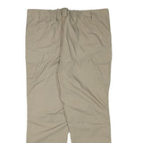 Mens Beige Polyester Blend Regular Fit Straight Leg Trousers W37 L28 Casual Zip