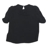 WHISTLES Womens Black Puff Sleeve Top Short Sleeve Round Neck UK 10