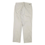 NAUTICA Mens Cotton Blend Cream Regular Straight Trousers W33 L30 Classic Style