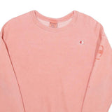 CHAMPION REVERSE WEAVE Womens Pink Cotton Blend Crew Neck Sweatshirt S Logo